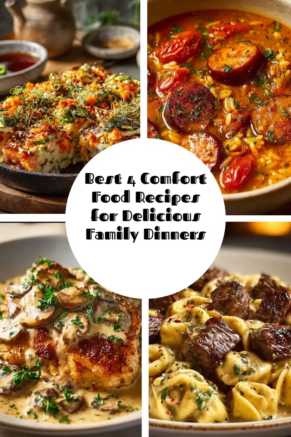 A cozy home-cooked meal showcasing comfort food recipes for family dinners.