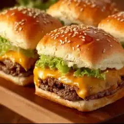 Big Mac Sliders served on a plate with toppings and sauces