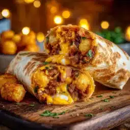Delicious cheesy potato burritos with crispy tater tots