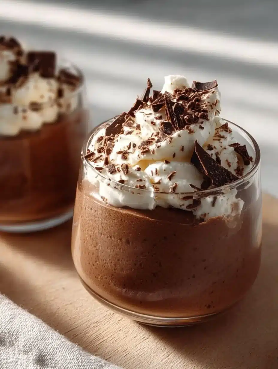 Delicious chocolate cottage cheese mousse in a serving bowl