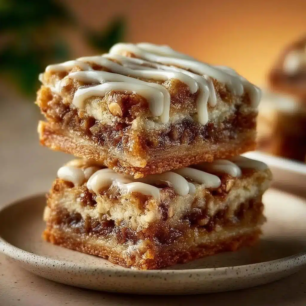 Delicious cinnamon roll bliss bars topped with creamy frosting and cinnamon sugar.
