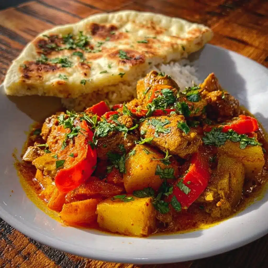 Delicious Curry Chicken Roti served on a plate, showcasing vibrant spices and warm roti