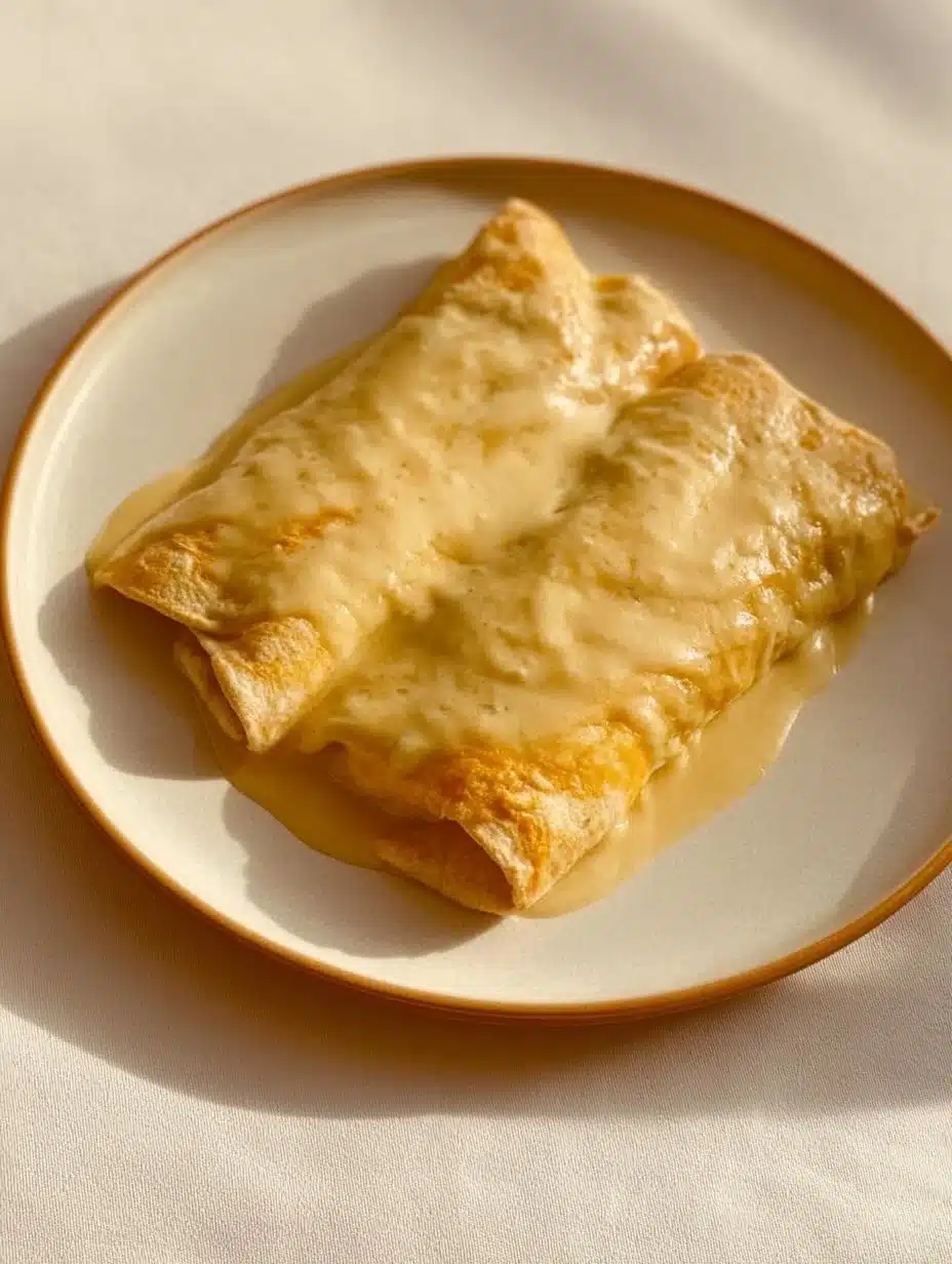 Delicious creamy white chicken enchiladas served with garnishes.