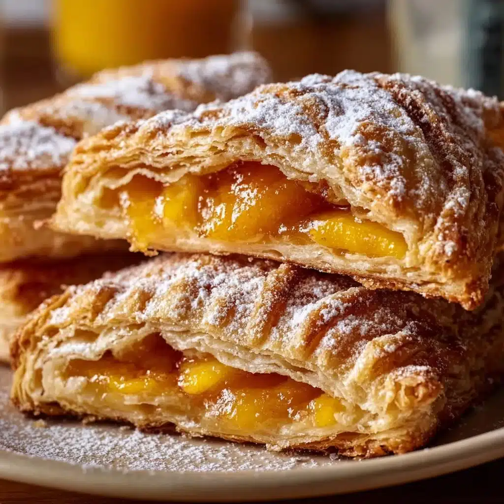 Delicious peach pockets made with flaky pastry and ripe peaches