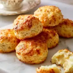 Fluffy Greek yogurt biscuits ready to be served fresh from the oven