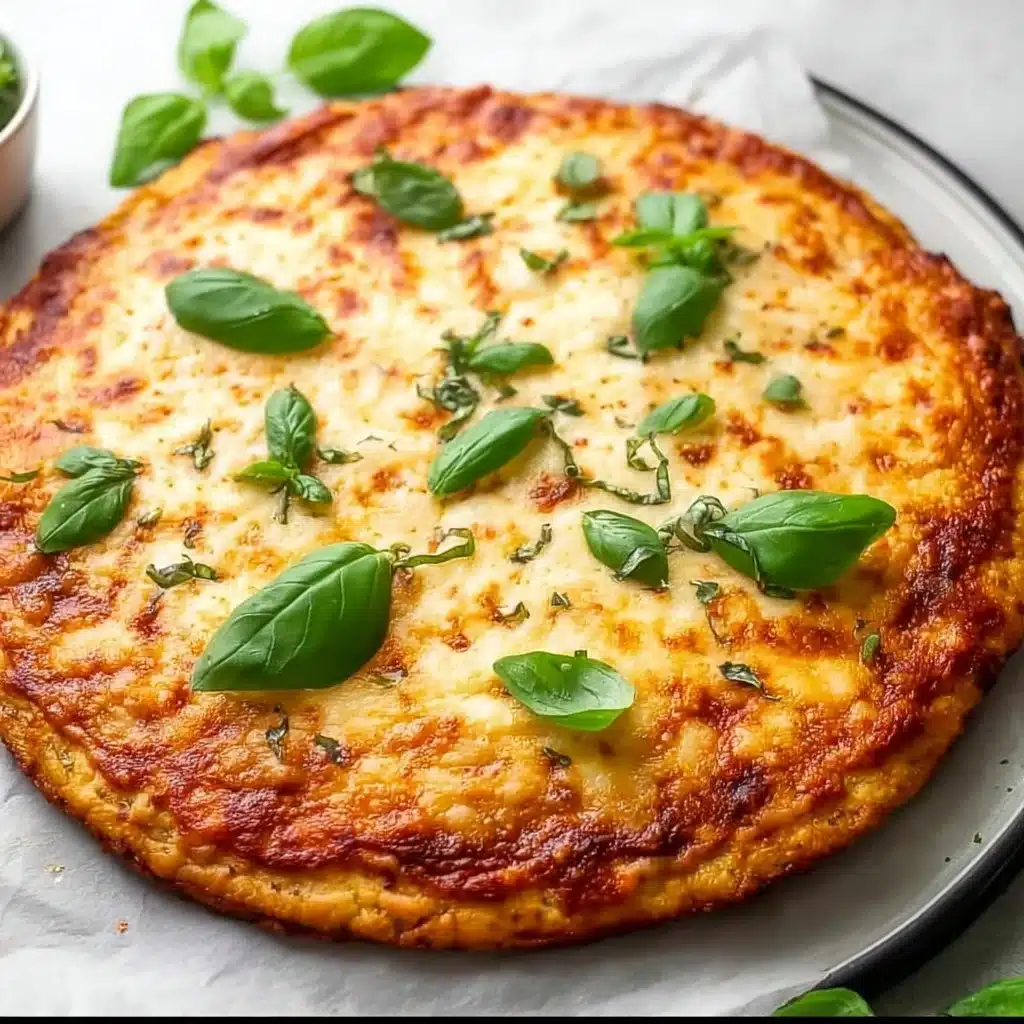 Gluten-free protein pizza topped with fresh vegetables and cheese