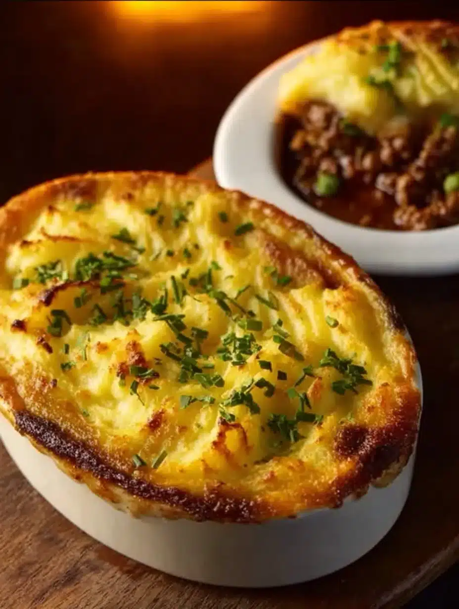 Gordon Ramsay-style Shepherd's Pie with mashed potatoes and minced meat