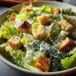 Greek yogurt Caesar dressing in a bowl with fresh ingredients