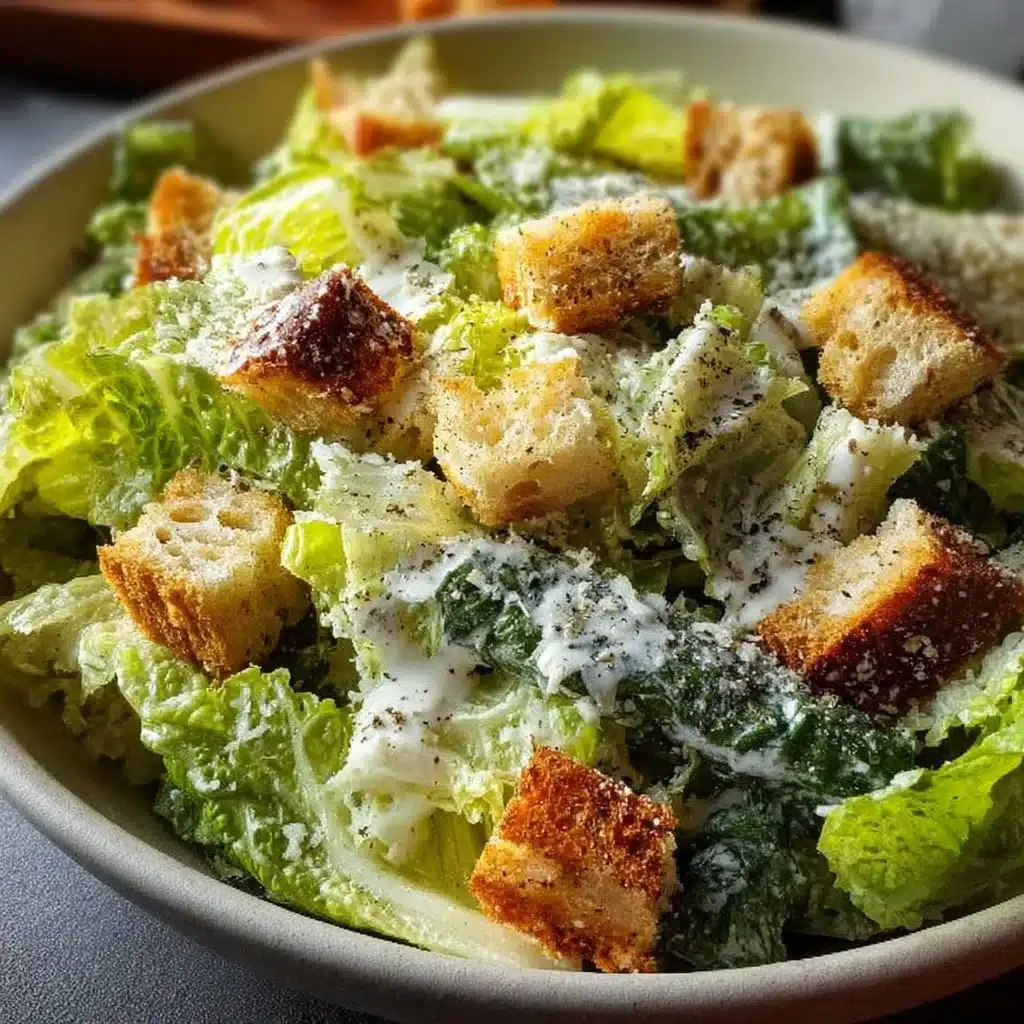 Greek yogurt Caesar dressing in a bowl with fresh ingredients