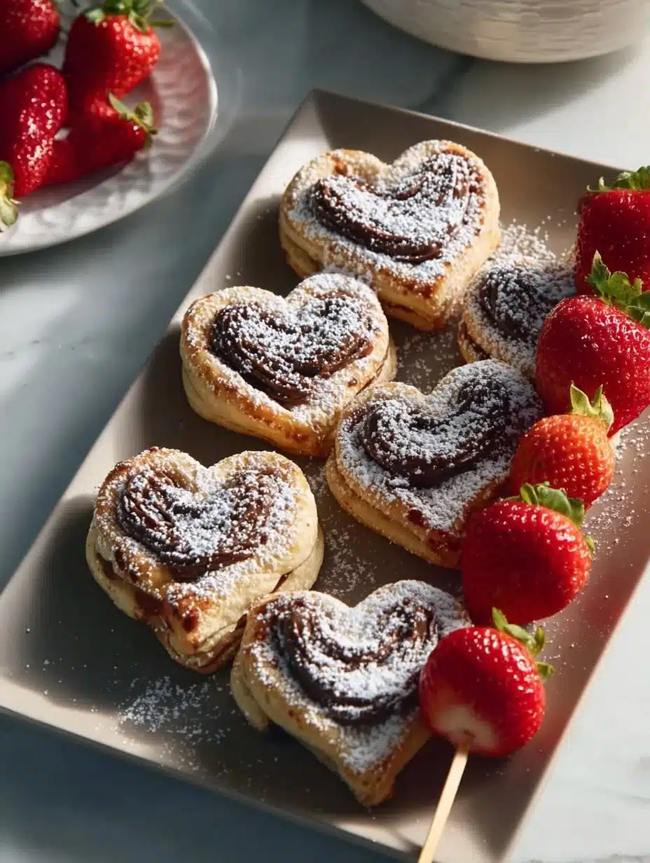 Delicious Nutella Valentine's Dessert in heart-shaped servings, perfect for romance.