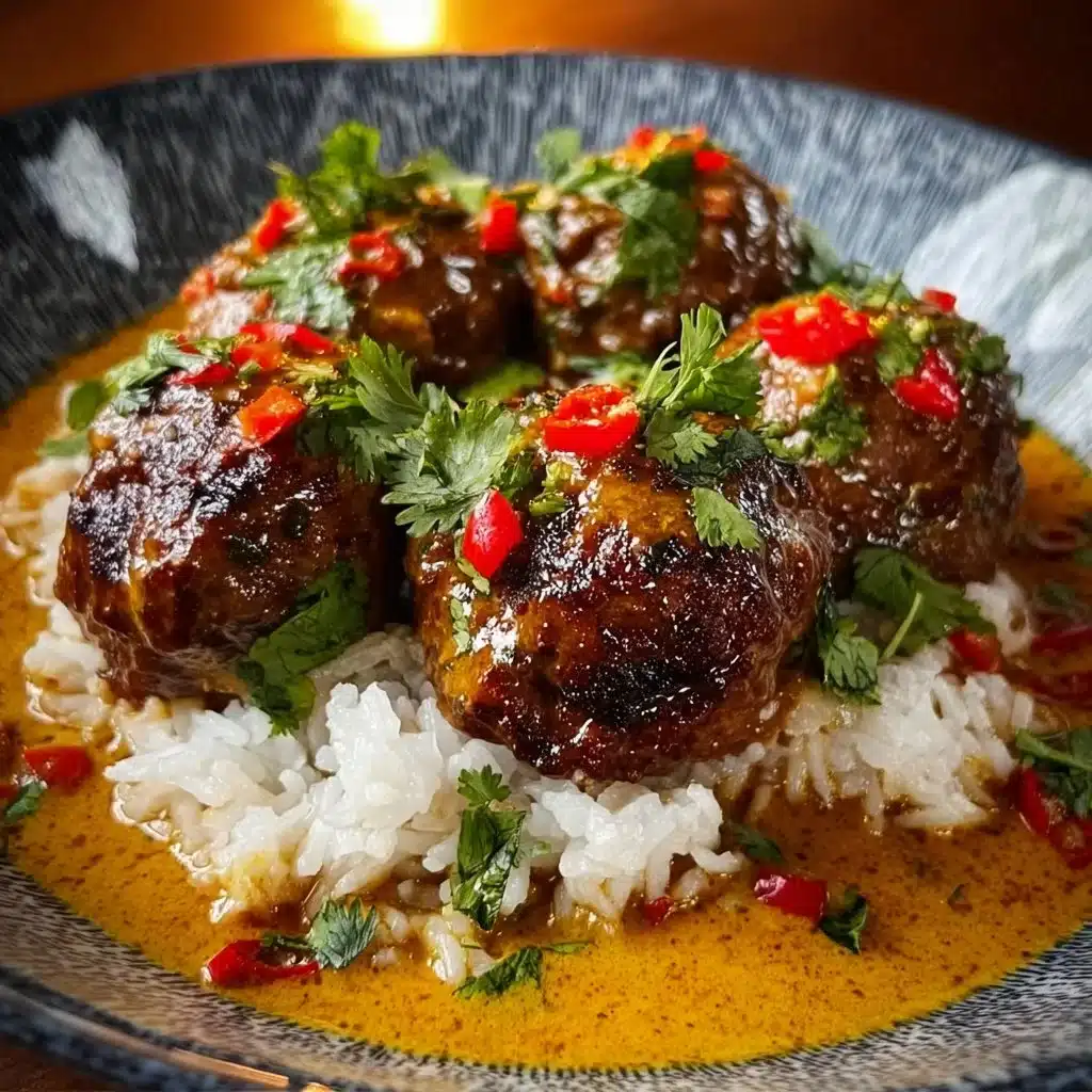 Delicious jerk meatballs served in coconut curry sauce