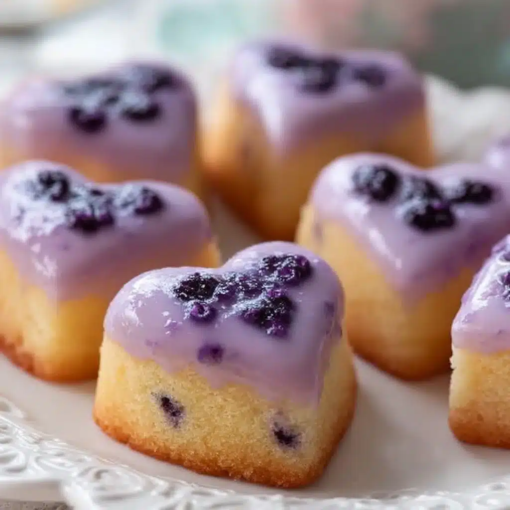 Delicious Lavender Blueberry Tea Cakes served with a cup of tea
