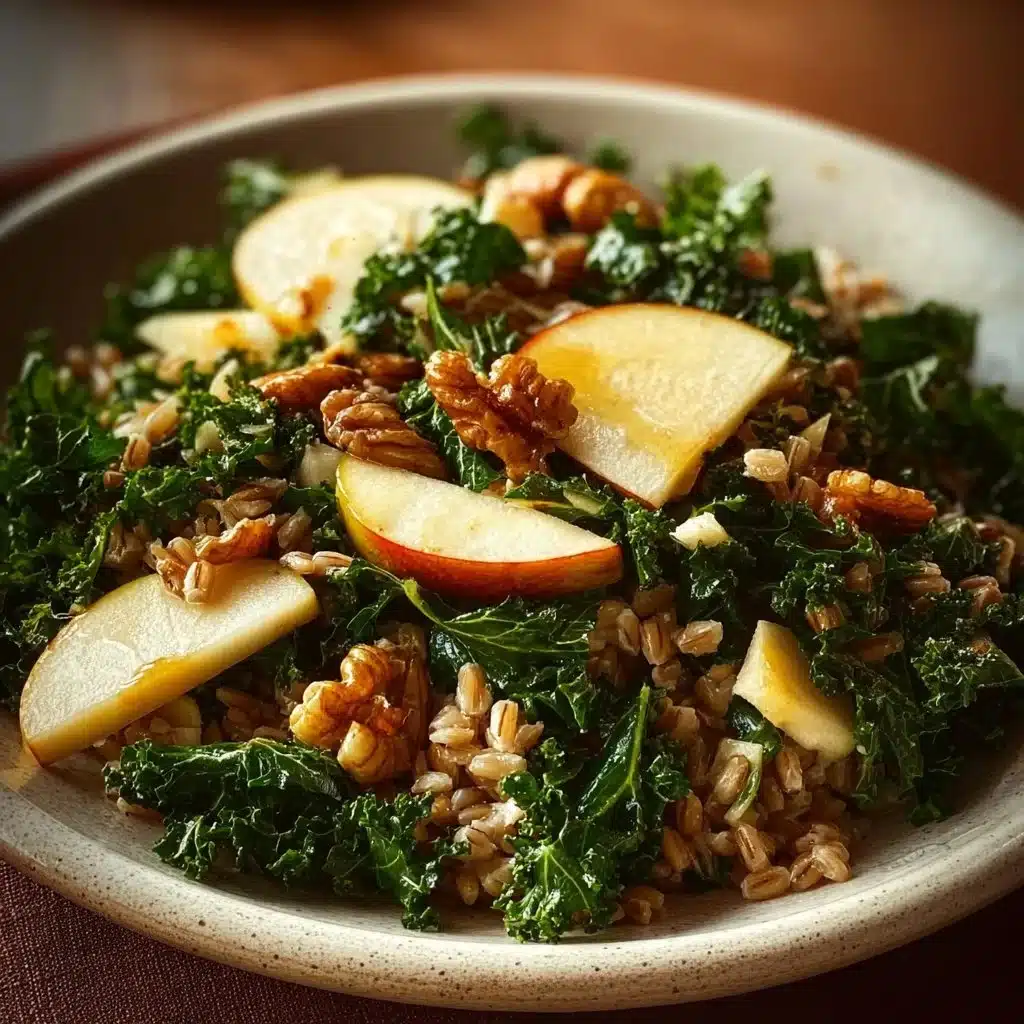 Delicious Manchego Apple Kale Farro Salad with vibrant ingredients