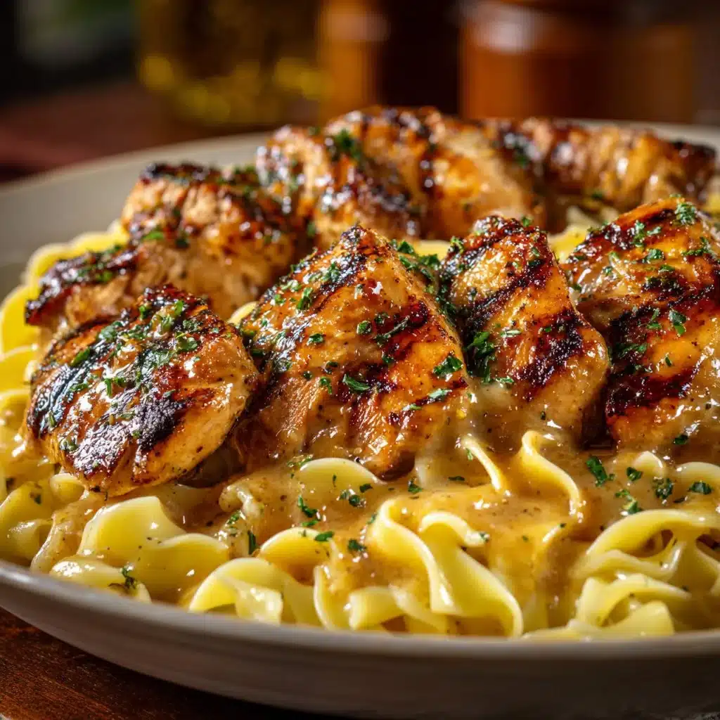 One-pan chicken with buttered noodles, a quick and easy dinner recipe.