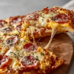 Delicious Pizza Eggs dish featuring eggs, cheese, and pizza toppings.