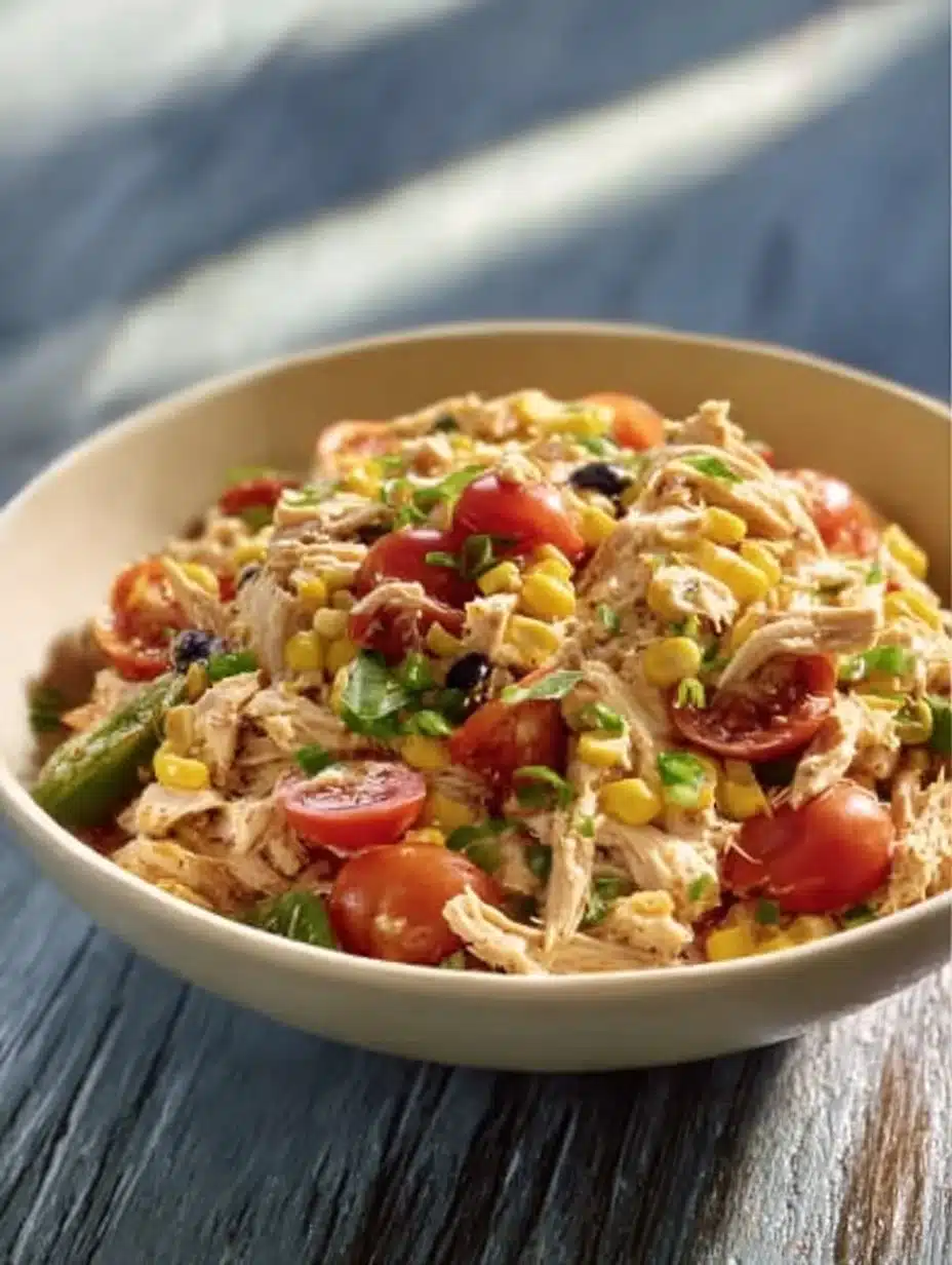 Delicious quick Southwest Chicken Salad with fresh ingredients and vibrant colors.