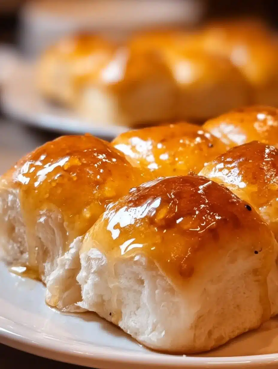 Texas Roadhouse soft rolls served with honey cinnamon butter on a plate