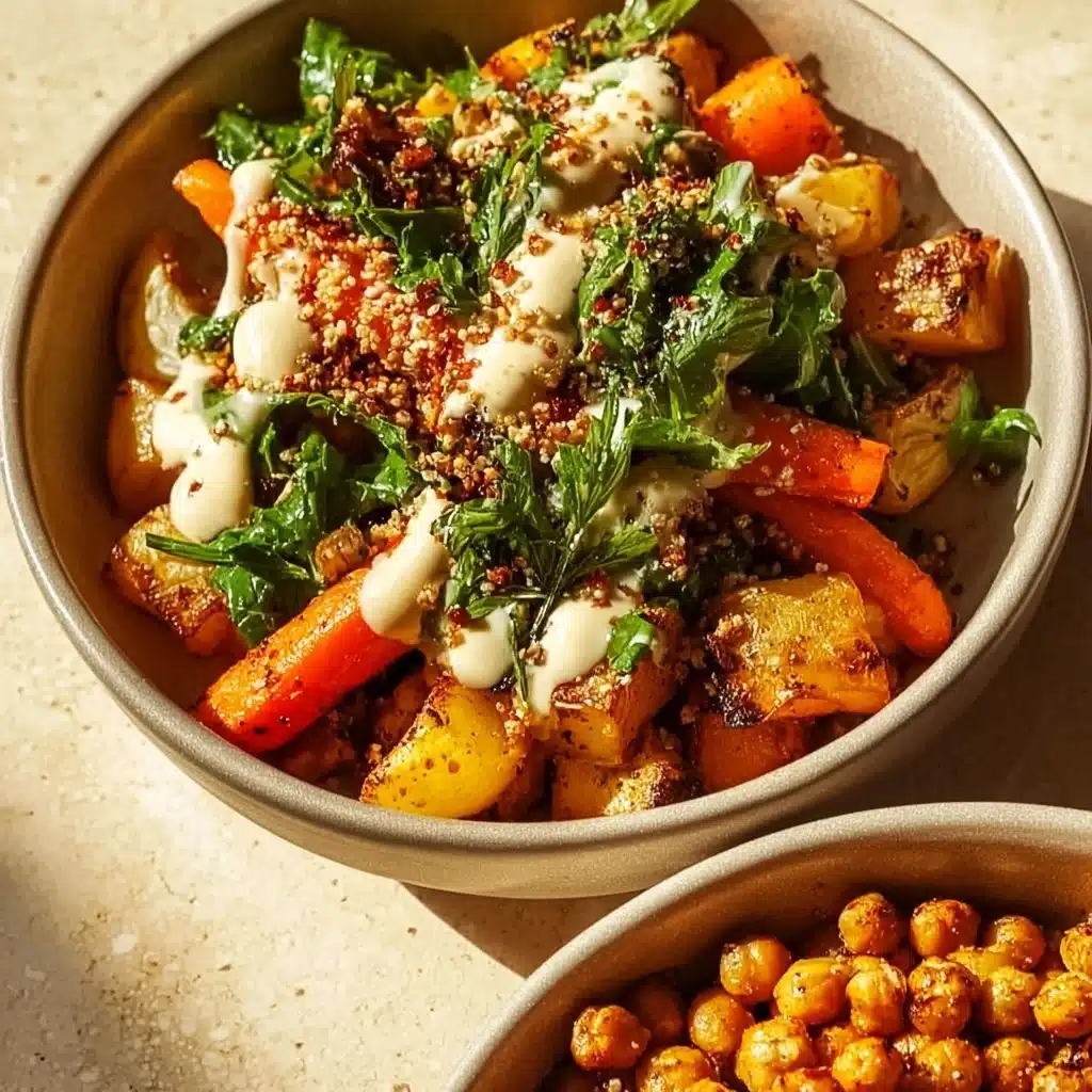 Anti-Inflammatory Glow Bowl topped with Tahini Yogurt served in a colorful bowl