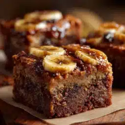 Delicious banana bread brownies with chocolate chunks