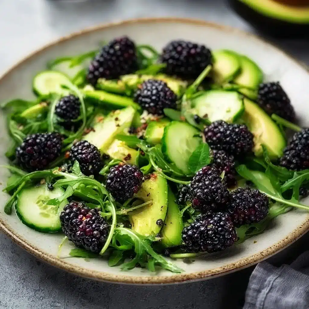 Blackberry Avocado Salad with arugula, vibrant colors and fresh ingredients