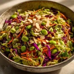 Vibrant Cabbage Edamame Salad with colorful veggies in a bowl