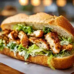 Delicious Chicken Caesar Sandwich with chicken, lettuce, and Caesar dressing