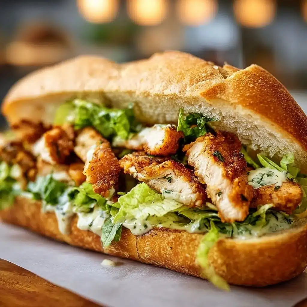 Delicious Chicken Caesar Sandwich with chicken, lettuce, and Caesar dressing