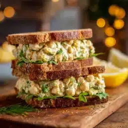 Chickpea salad sandwich made with fresh vegetables and spices