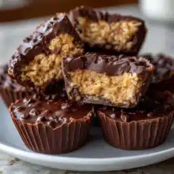 Chocolate Peanut Butter Rice Krispie Cups topped with chocolate drizzle