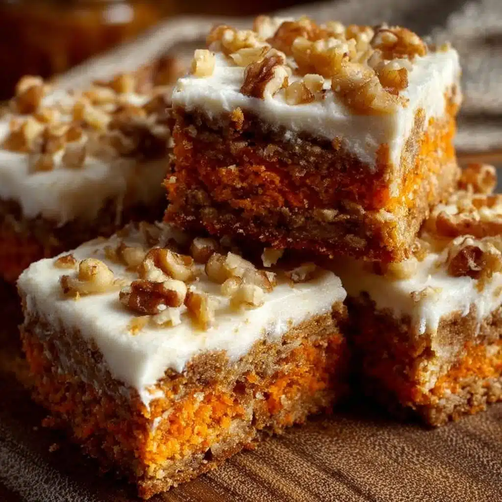 Delicious cottage cheese carrot cake bars topped with cream cheese frosting