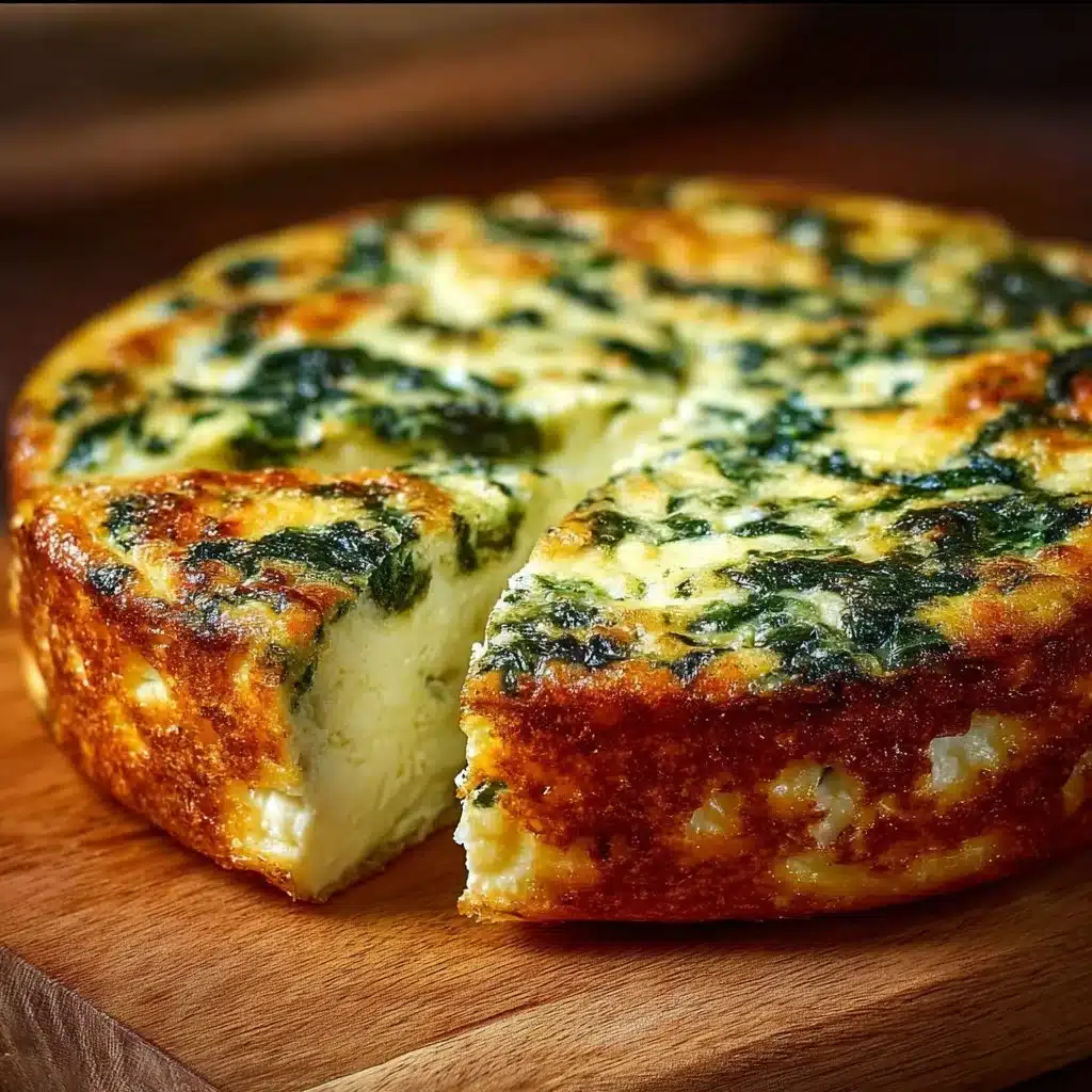 Healthy cottage cheese and spinach crustless quiche served on a white plate