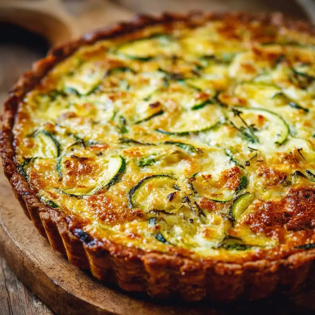 Cottage cheese zucchini quiche served on a plate with fresh herbs.