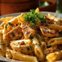 Creamy cowboy butter chicken pasta with herbs and spices