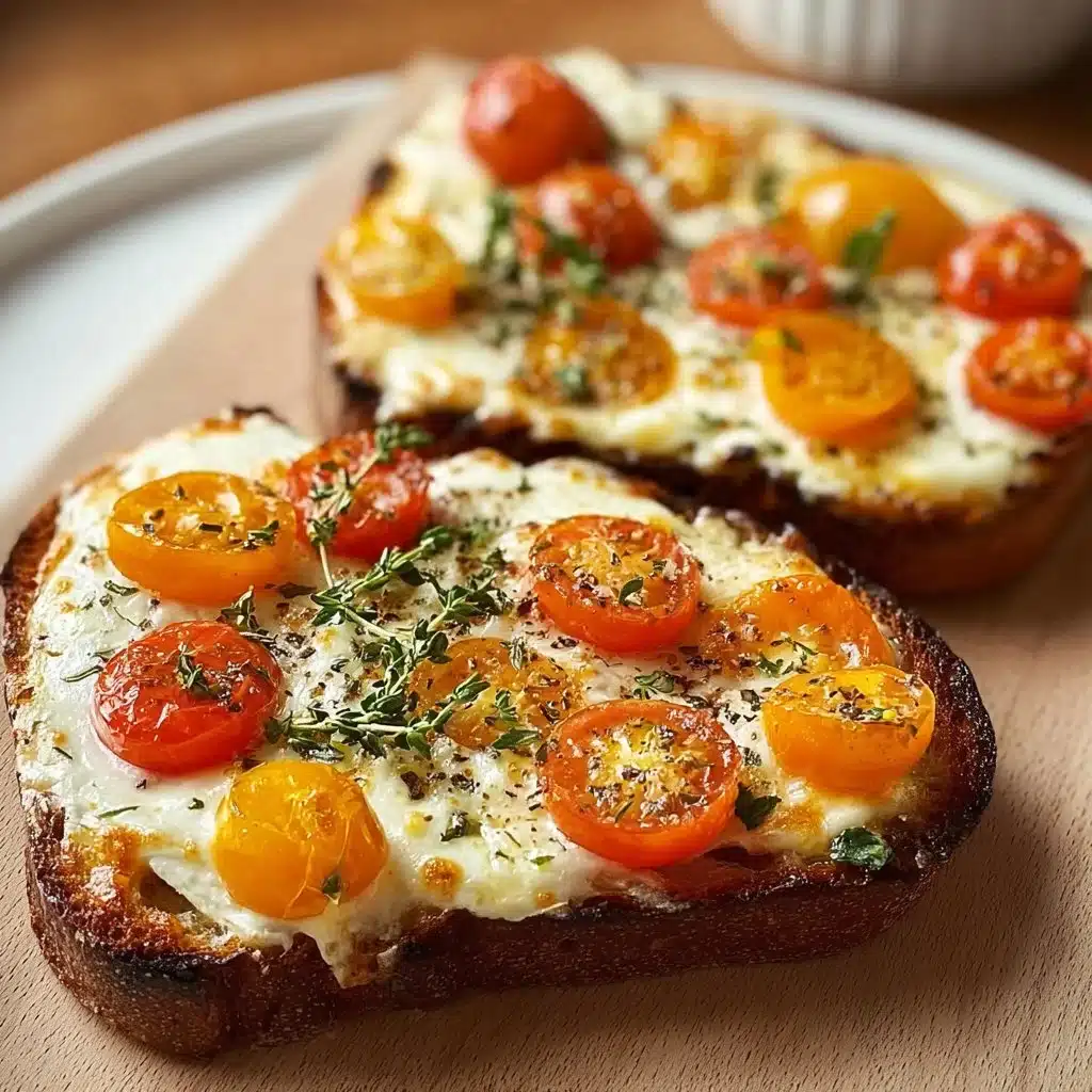 Easy air fryer cottage cheese pizza toast garnished with fresh basil