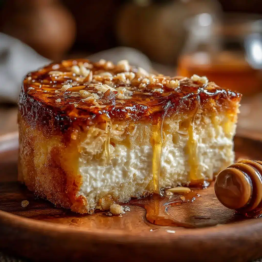 A delicious slice of German Bee Sting Cake topped with almonds and cream filling.