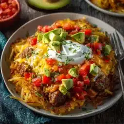 Delicious Hash Brown Breakfast Bowls with toppings for a hearty meal