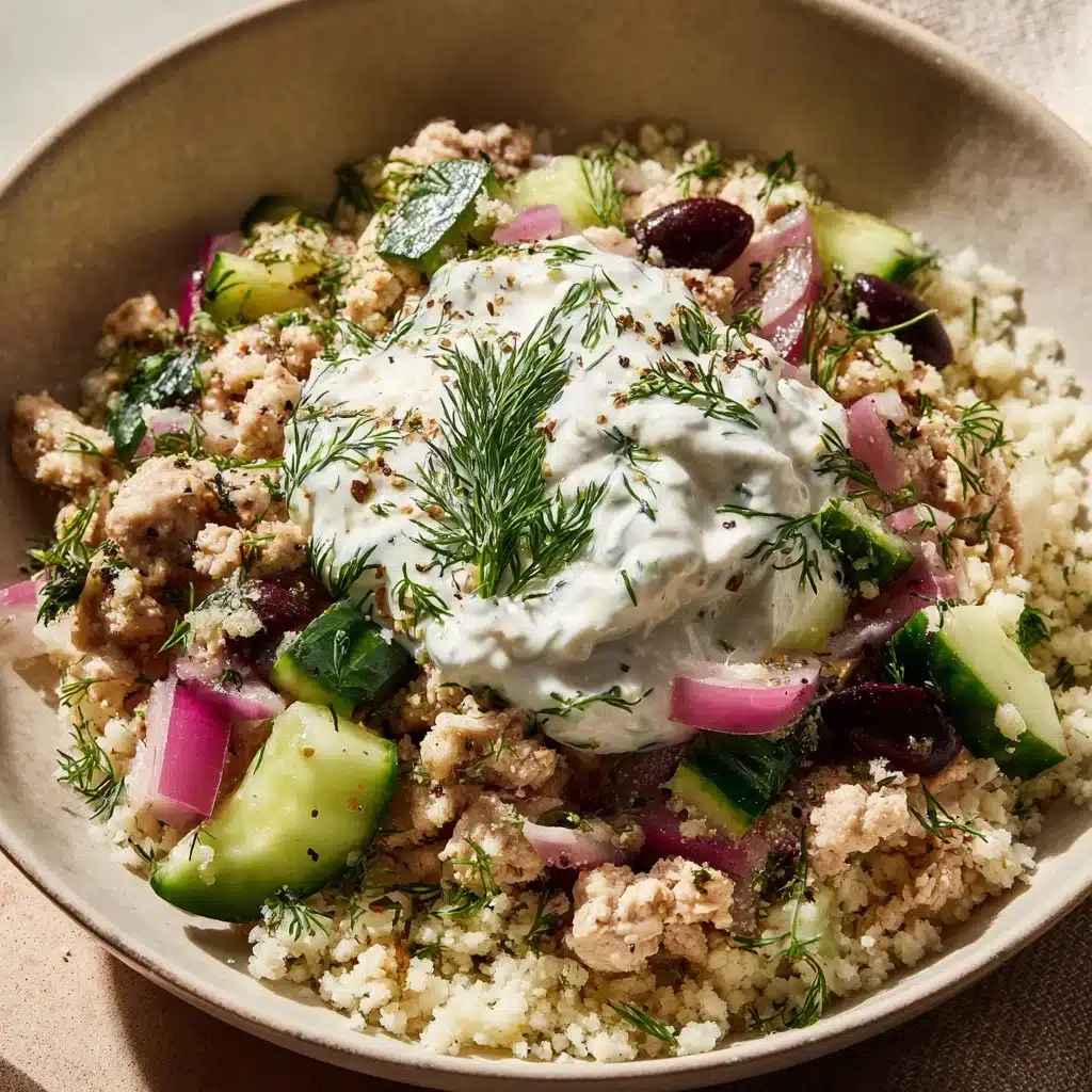 Delicious healthy Greek ground chicken bowls with fresh ingredients and seasoning