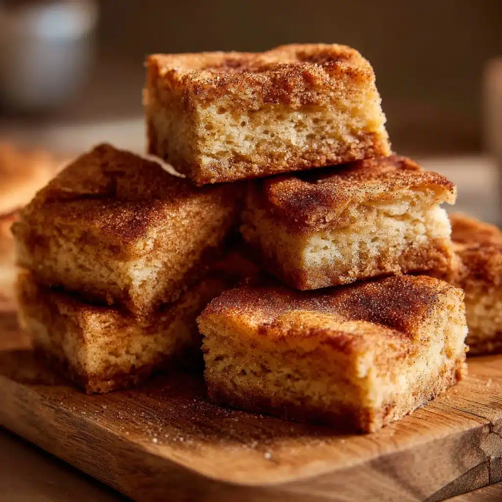 Delicious brown butter maple snickerdoodle bars on a plate with cinnamon sugar sprinkles.
