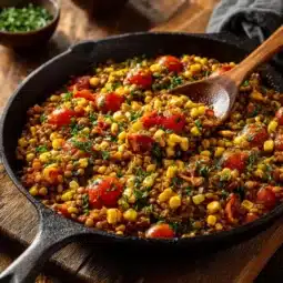 Delicious Mexican Lentils prepared with spices and vegetables