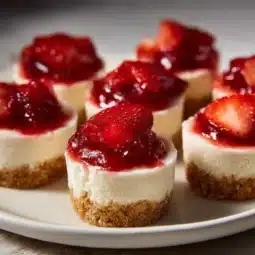 Delicious mini cheesecake bites arranged on a platter for serving