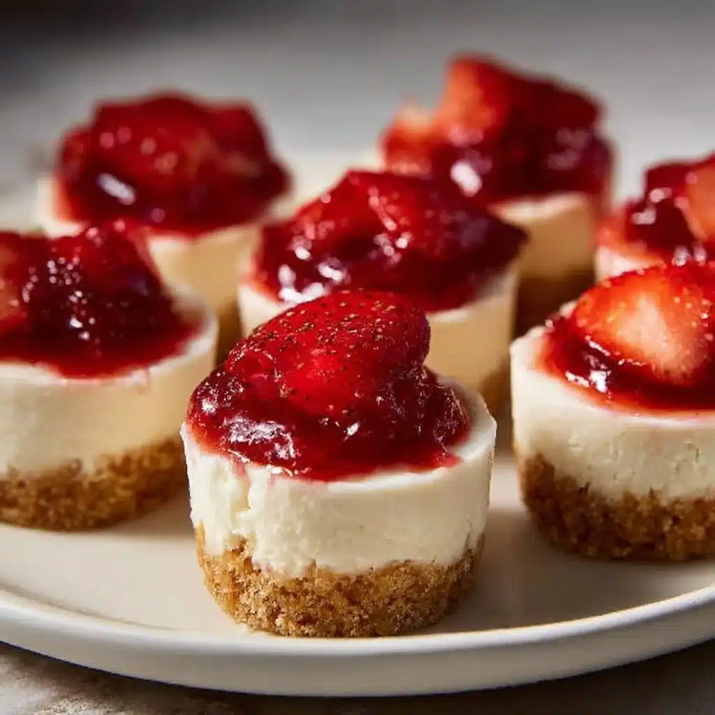 Delicious mini cheesecake bites arranged on a platter for serving