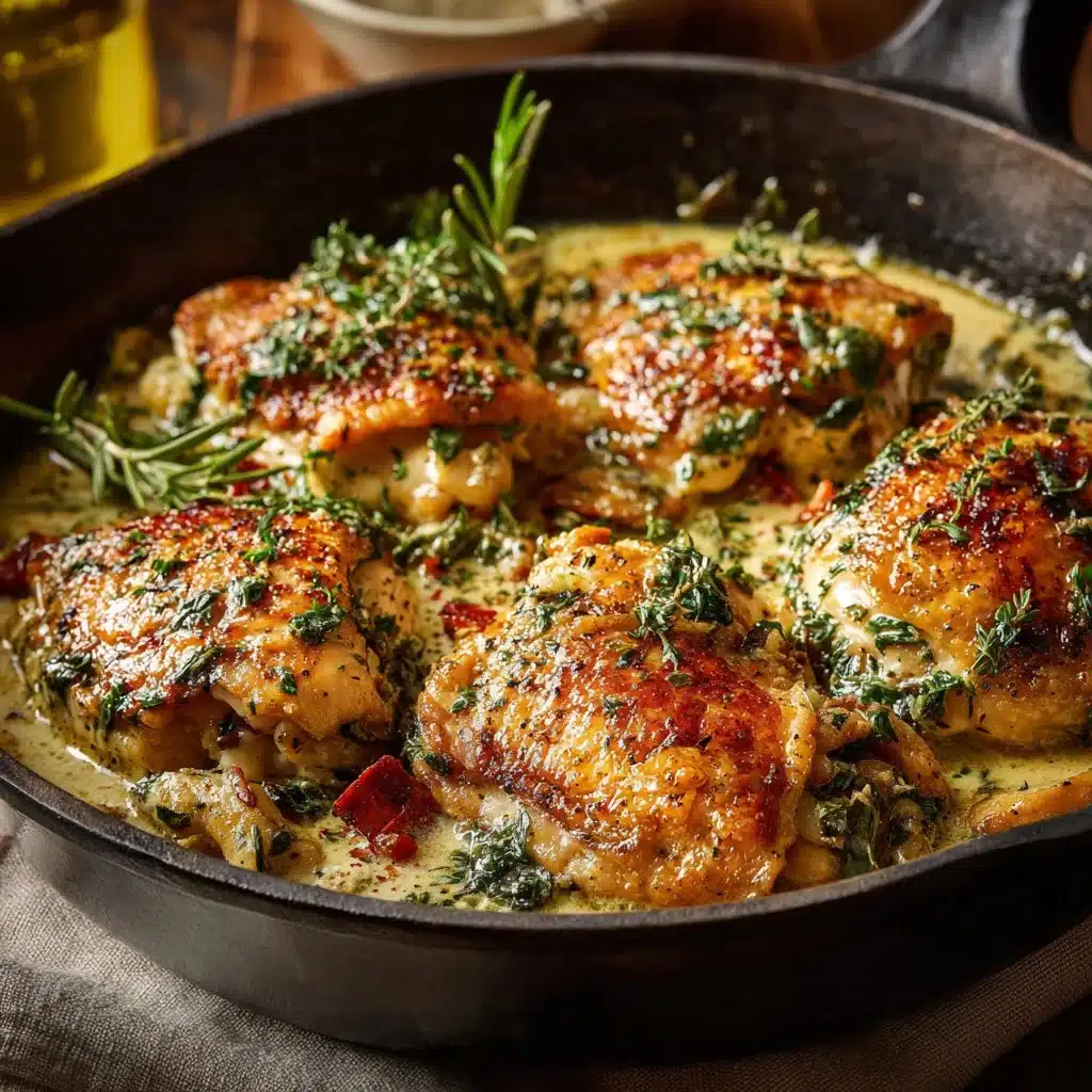 Delicious one-pan Boursin chicken served with vegetables and herbs