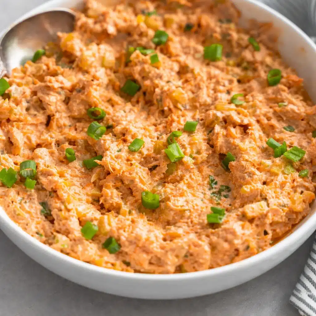 Easy Buffalo Tuna Salad with crunchy vegetables and creamy dressing.