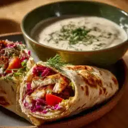 Delicious homemade shawarma white sauce in a bowl