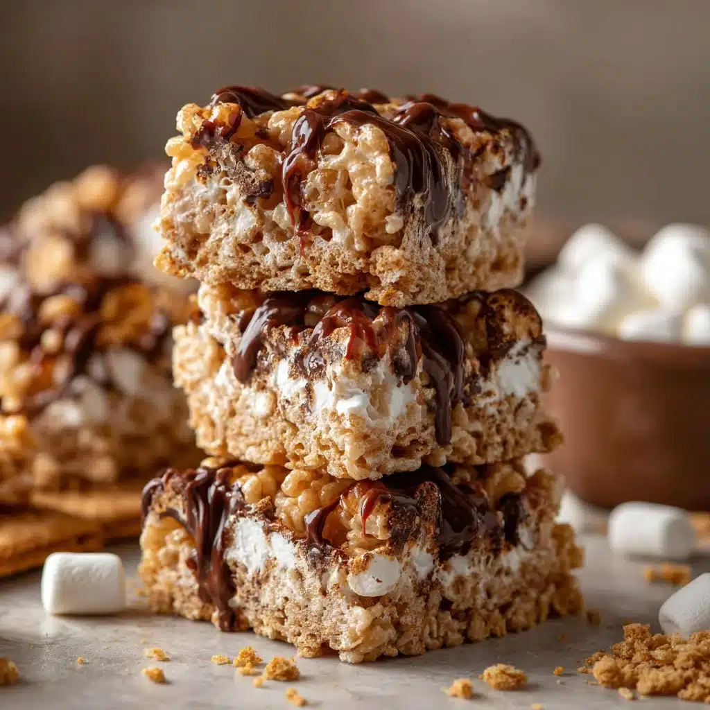 Delicious S'mores Rice Krispies Treats with chocolate and marshmallows