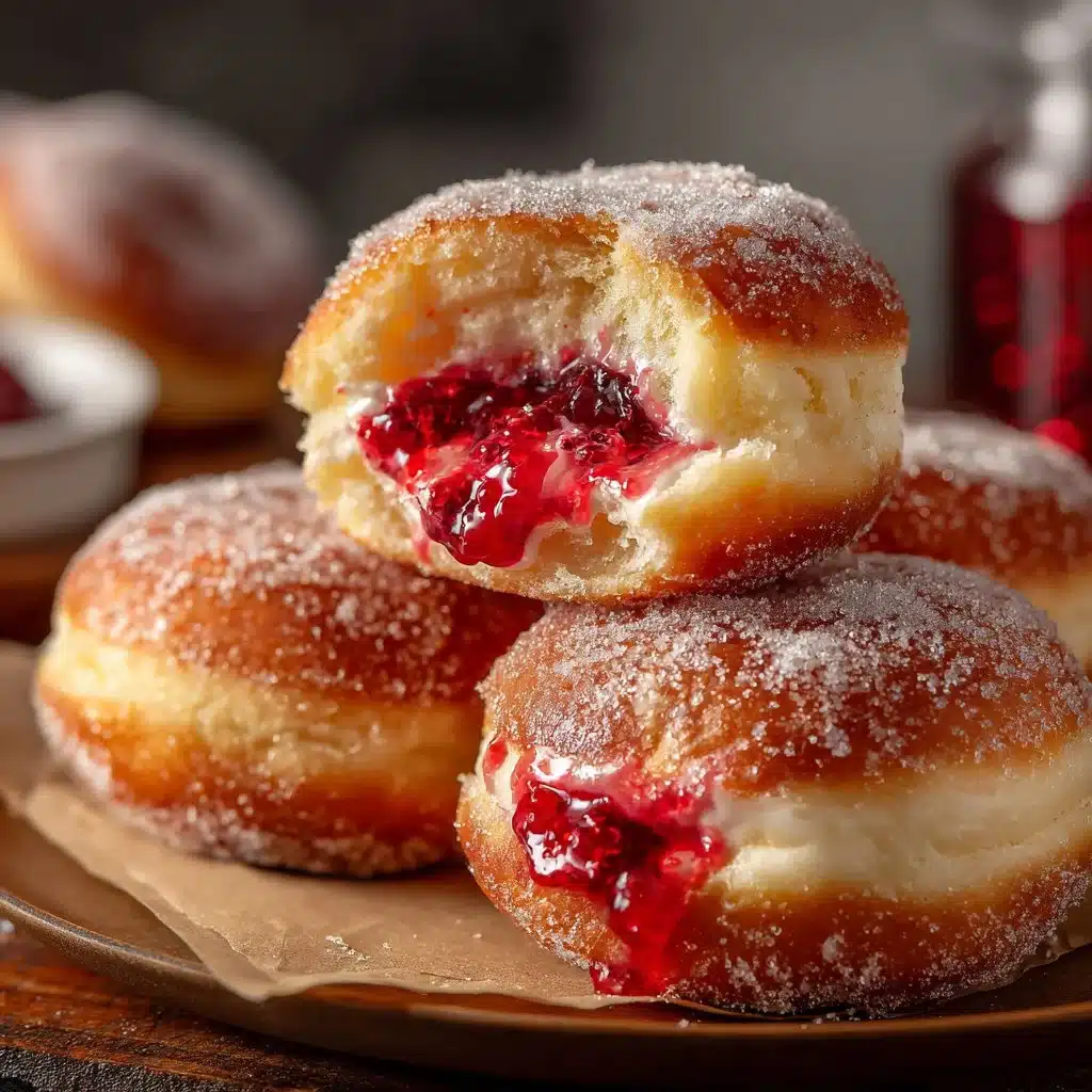 Freshly baked strawberry cheesecake donuts topped with strawberry glaze.