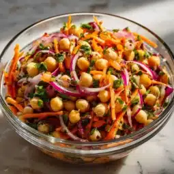 Colorful Thai Chickpea Salad with fresh vegetables and herbs.