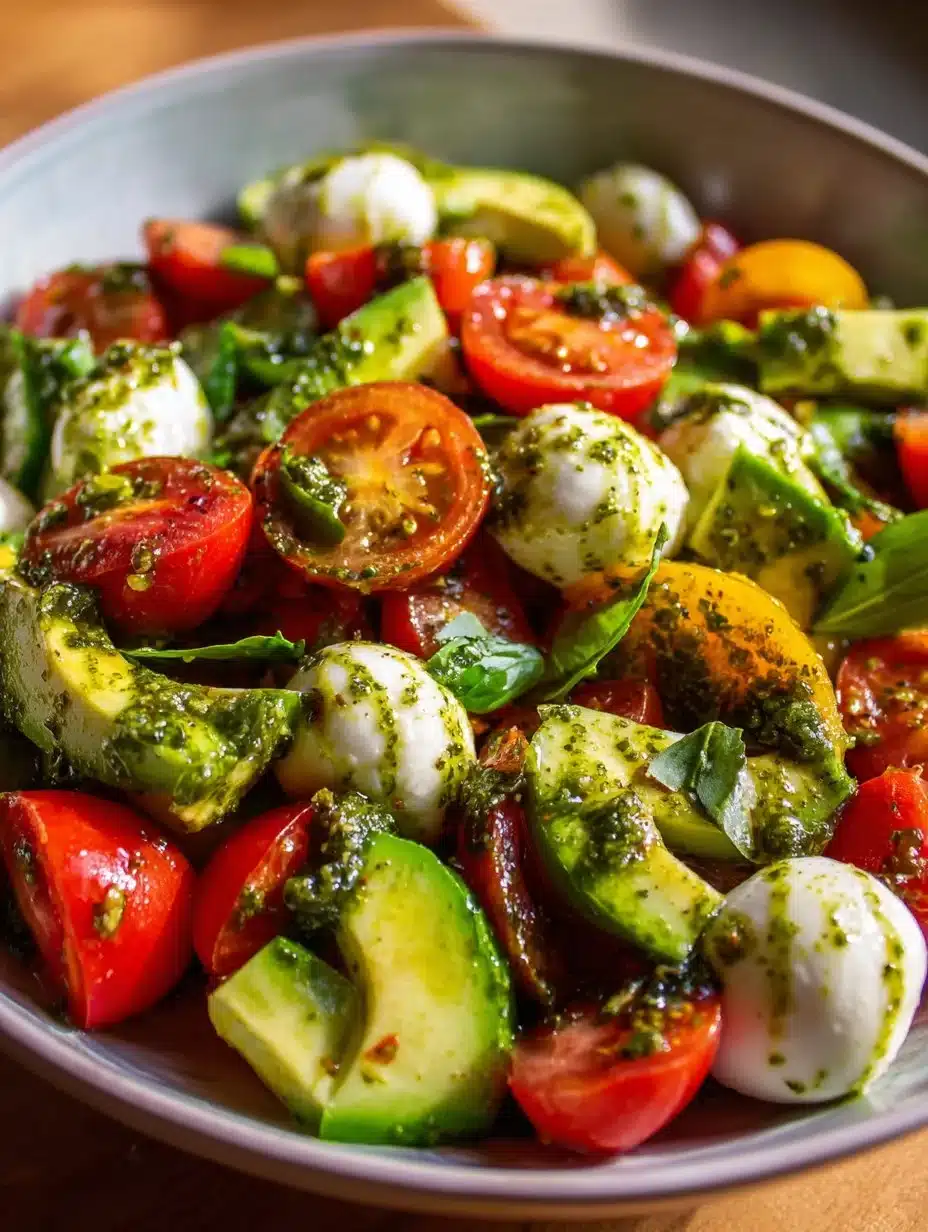 Fresh Tomato Cucumber Avocado Salad with vibrant colors and textures