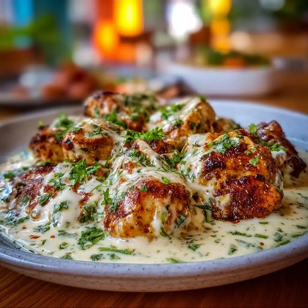 Delicious Turkish Chicken served with Creamy White Sauce on a plate