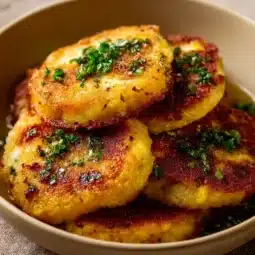 Venezuelan sweet corn cachapas served with cheese and toppings